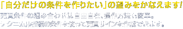 自分だけの条件を作りたいの望みをかなえます！