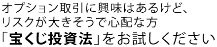 オプション取引に興味はあるけど、リスクが大きそうで心配な方 まず「宝くじ投資法」をお試しください